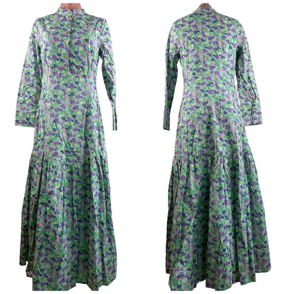 Hyacinth House Tuckernuck Blue Multi Floral Bellflower Maxi Dress Size XXS - Picture 1 of 16